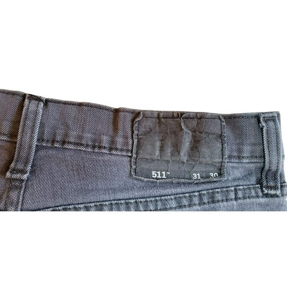 Black Men's Levi's 511 Jeans Size 31 x 30 Distressed Worn Straight Leg Style - Picture 4 of 6